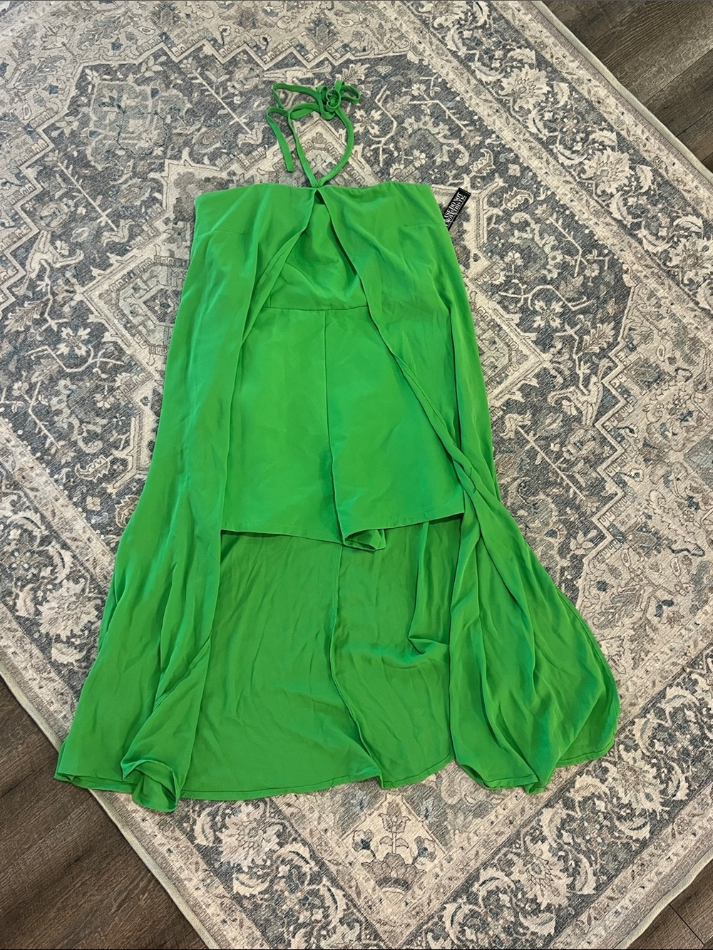 Short romper Green Halter High-Low Skirt